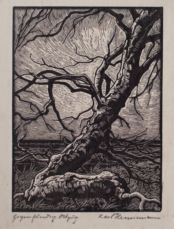 Karl Hennemann - Knorriger Baum - 1957 - Holzschnitt
