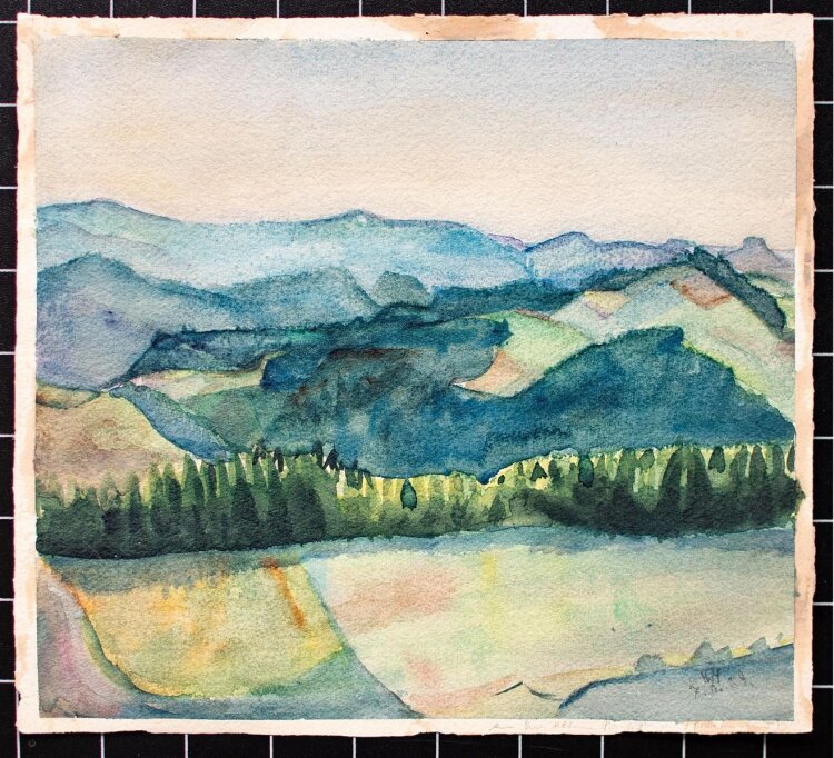 Herbert W. Hoedt - Hügellandschaft - Aquarell - 1939