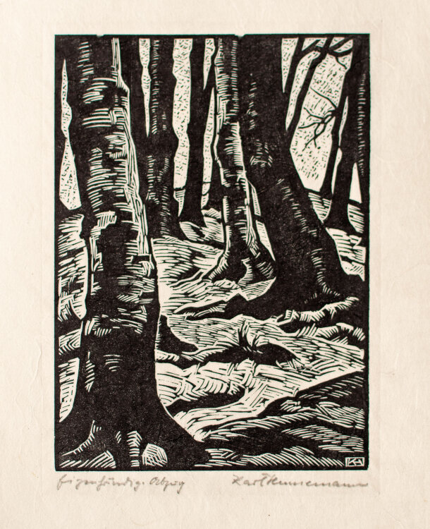 Karl Hennemann - Ansteigender Wald - 1949 - Holzschnitt