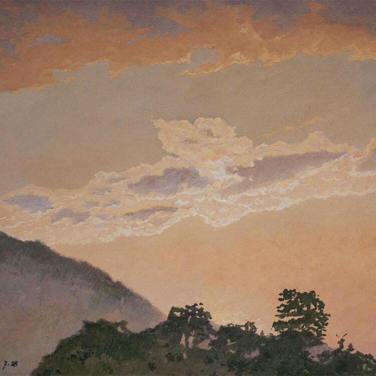 Manfred Lindemann-Frommel - Abendhimmel über Siegsdorf - 1928 - Gouache