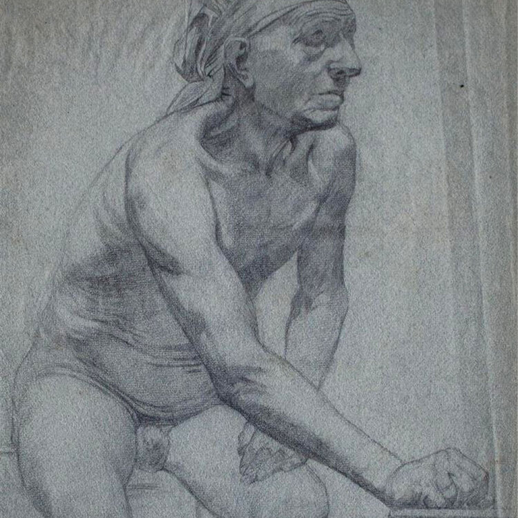 A Hansen - Männerakt, Akademische Studie - 1896 -...