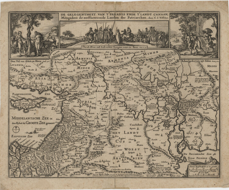 Claes Jansz Visscher - DE GELEGENHEYT VAN T’ PARADYS ENDE - undatiert - Radierung
