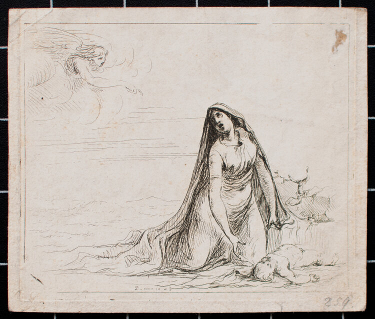 Dominique-Vivant Denon - Der Engel erscheint Hagar in der Wüste - undatiert - Radierung