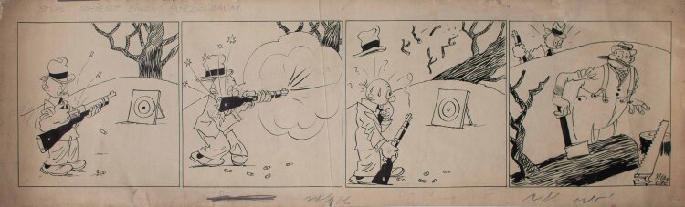 Max Otto - Stups schiesst einen Purzelbaum - 1934 - Tuschezeichnung