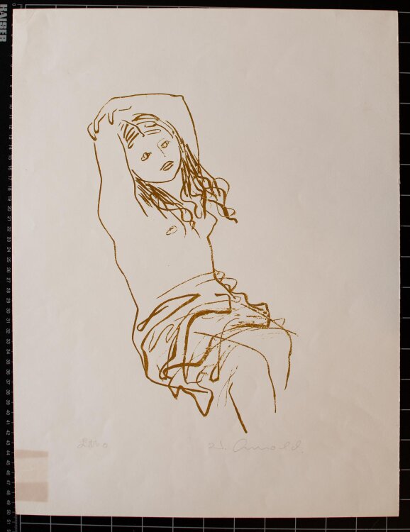 Walter Arnold - Sitzendes Mädchen - 1967 - Farblithografie