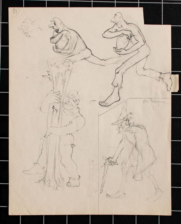 Herbert W. Hoedt - Comicskizzen - Bleistiftzeichnung - o. J.