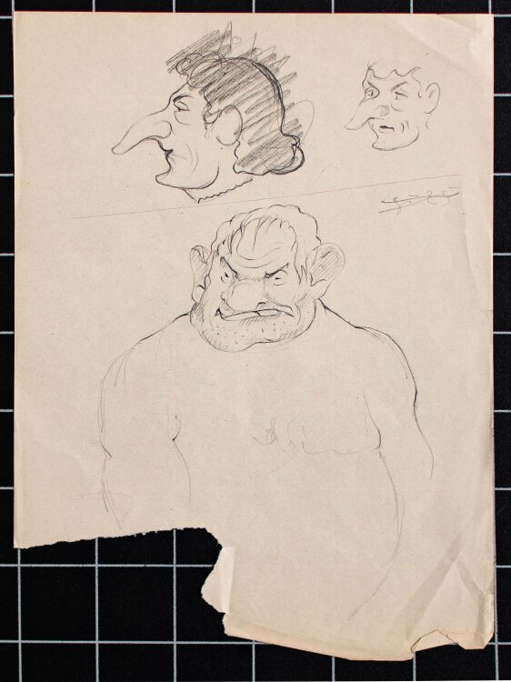 Herbert W. Hoedt - Comicskizzen - Bleistiftzeichnung - o. J.
