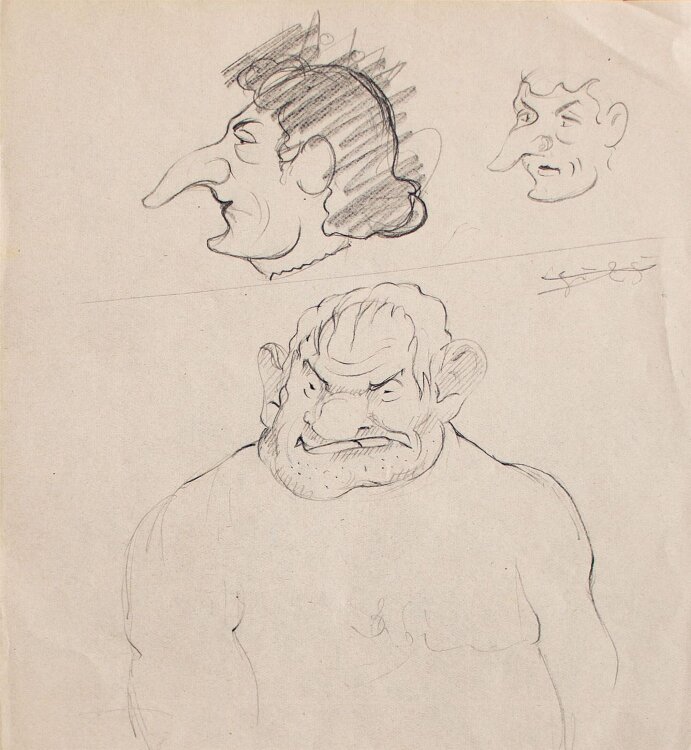 Herbert W. Hoedt - Comicskizzen - Bleistiftzeichnung - o. J.