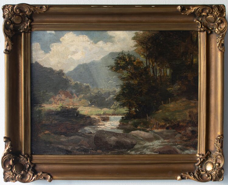Carl Lasch - Berlandschaft mit Bachlauf - um 1860 - Öl