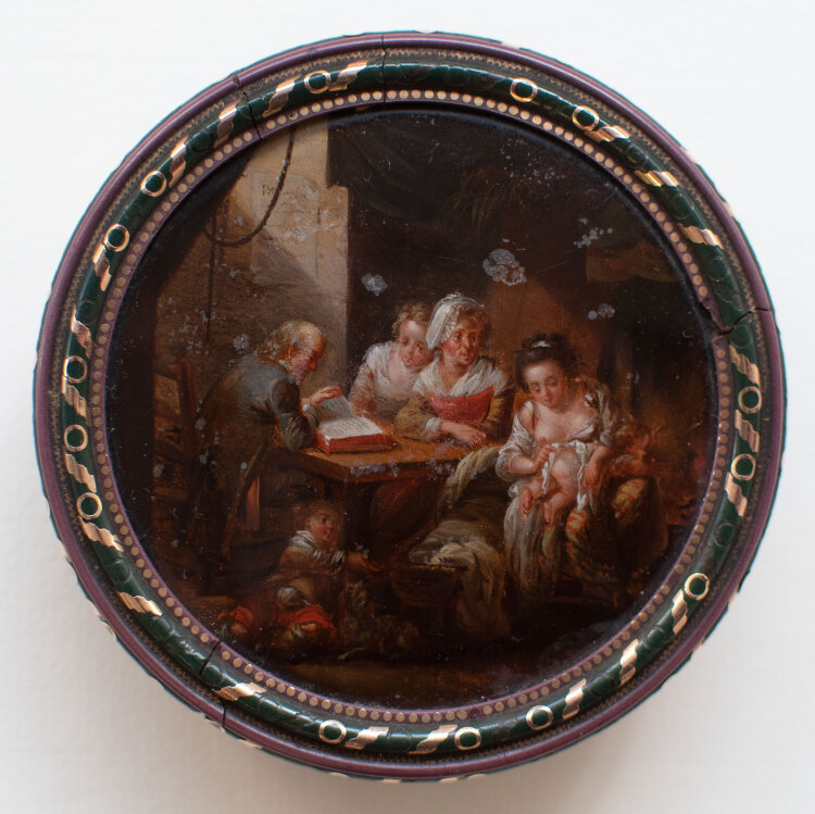 unbekannt - Häusliche Szene mit Bibellektüre - 1764 - Gouache