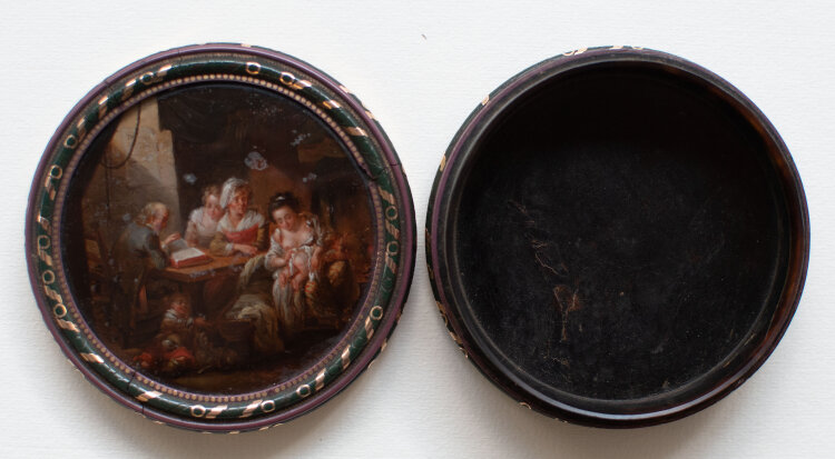 unbekannt - Häusliche Szene mit Bibellektüre - 1764 - Gouache