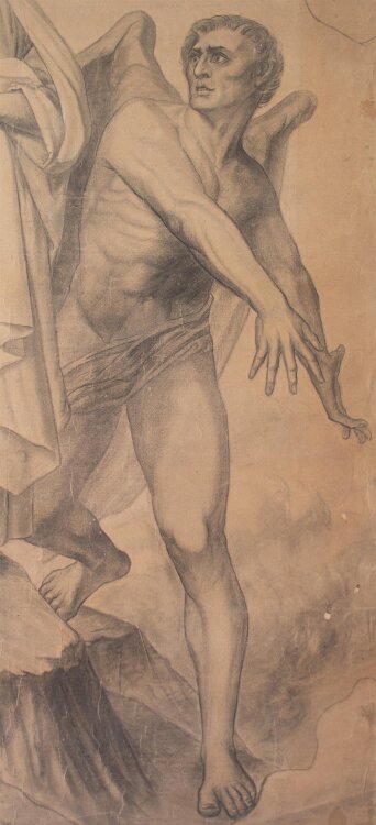 Glasmanufaktur Johann Heinrich Huber-Stutz Zürich - Die Versuchung Christi - undatiert - Kohle auf Papier, auf Leinwand