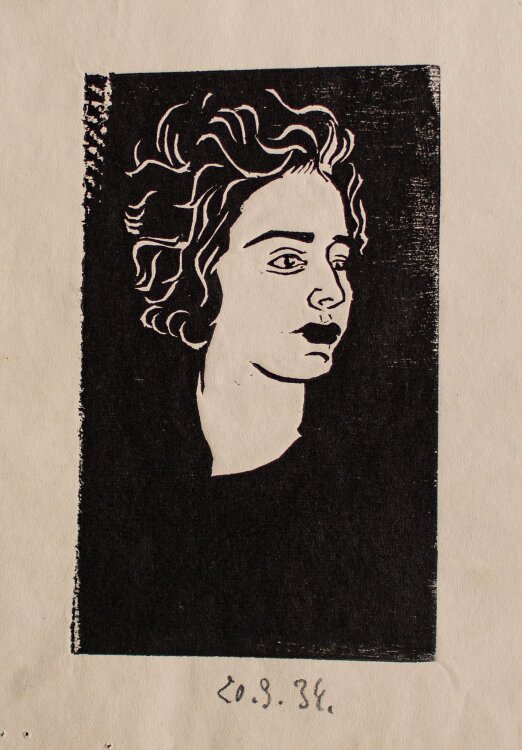 Herbert W. Hoedt - Frauenkopf - Linolschnitt - 1934