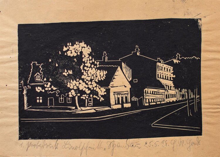 Herbert W. Hoedt - Spandau - Linolschnitt - 1. Probedruck - 1934
