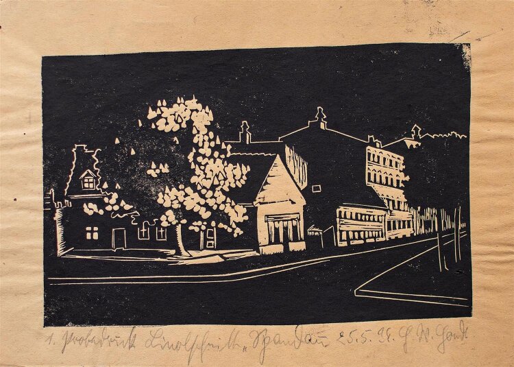 Herbert W. Hoedt - Spandau - Linolschnitt - 1. Probedruck - 1934