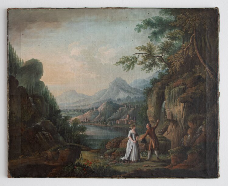 unbekannt - Paar in idealisierter Landschaft - um 1790 - Öl