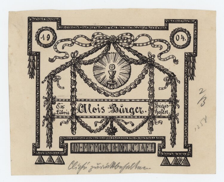 Unbekannt - Exlibris Alois Burger - 1904 - Tinte