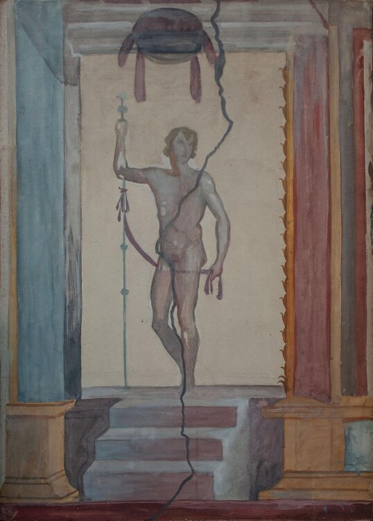 Albert Leusch - Römische Wandmalerei - um 1900 - Gouache