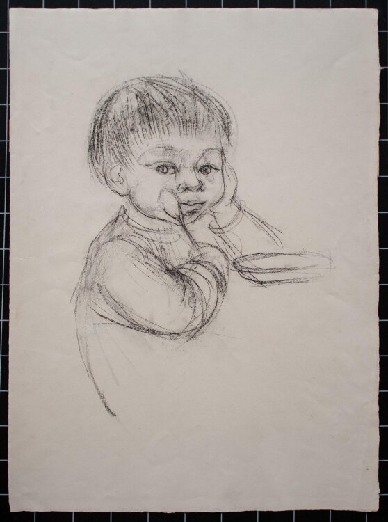 Heinrich Burkhardt zugeschr. - Kinderbildnis - um 1950 - Kohlestiftzeichnung