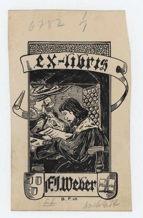 B. F. - Exlibris für F. J. Weber - 1905 - Tinte, Tusche