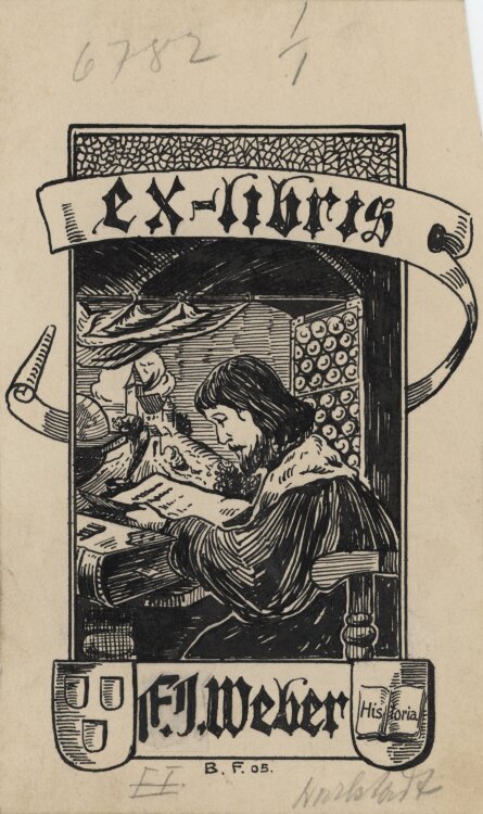B. F. - Exlibris für F. J. Weber - 1905 - Tinte, Tusche