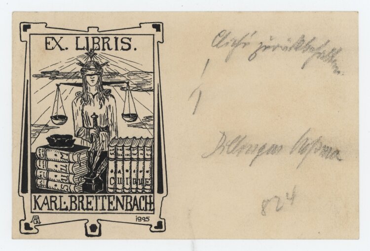 A. G. - Exlibris für Karl Breitenbach - 1925 -...