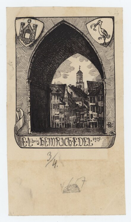 R. W. - Exlibris für Heinrich Edel - 1905 - Tinte, Tusche