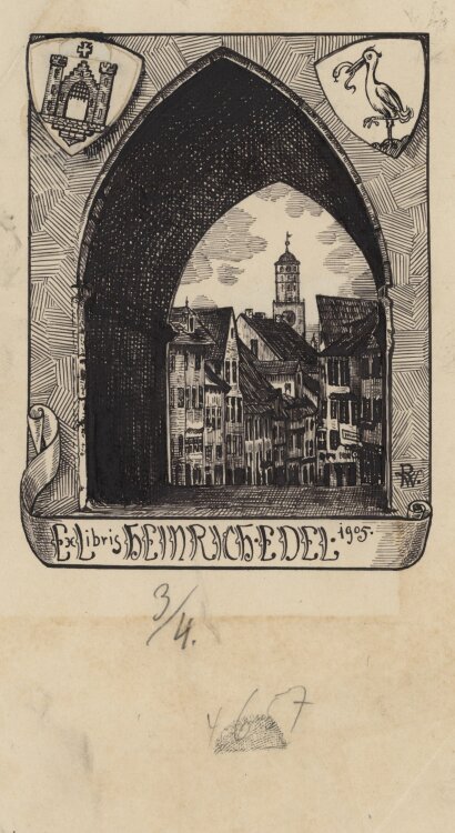 R. W. - Exlibris für Heinrich Edel - 1905 - Tinte, Tusche