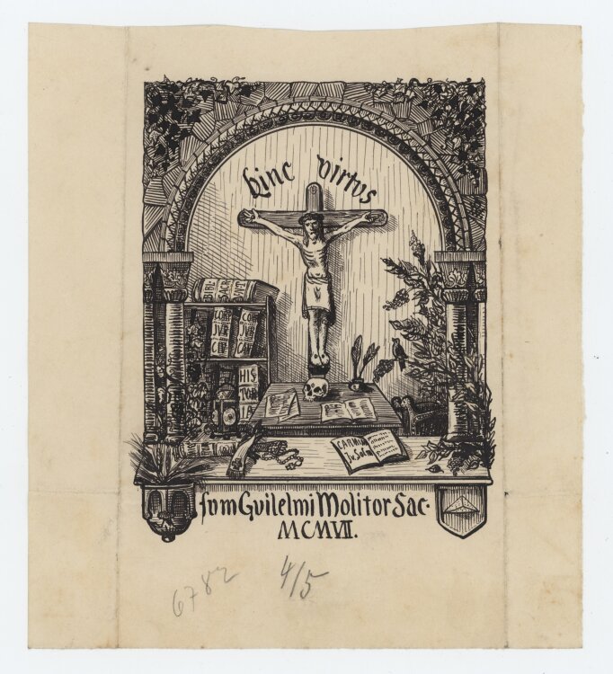 R. W. - Exlibris für einen Geistlichen - 1907 - Tinte, Tusche