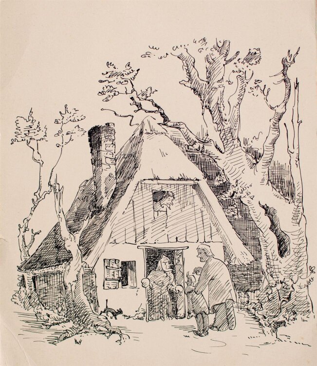 Herbert W. Hoedt - De Gaudeif un sien Meester - Tuschezeichnung - o. J.