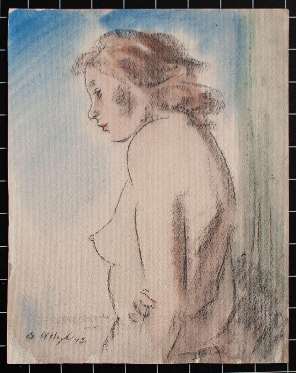 unbekannt - Weiblicher Akt - 1943 - Aquarell