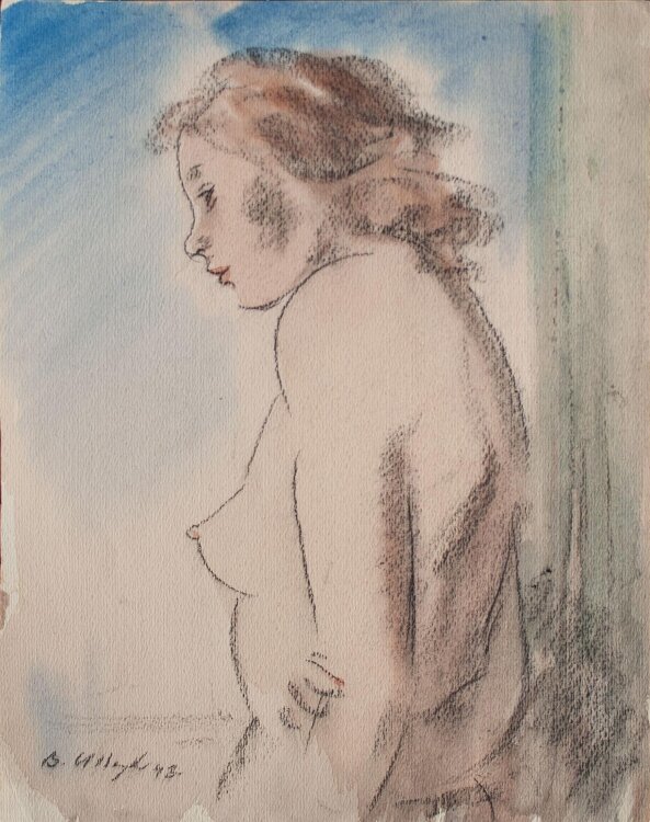 unbekannt - Weiblicher Akt - 1943 - Aquarell