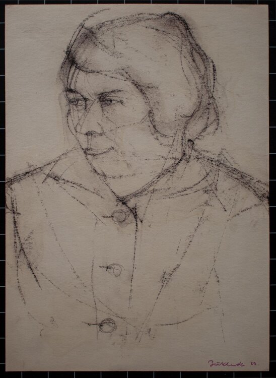 Heinrich Burkhardt - Weibliches Bildnis - 1967 - Zeichnung