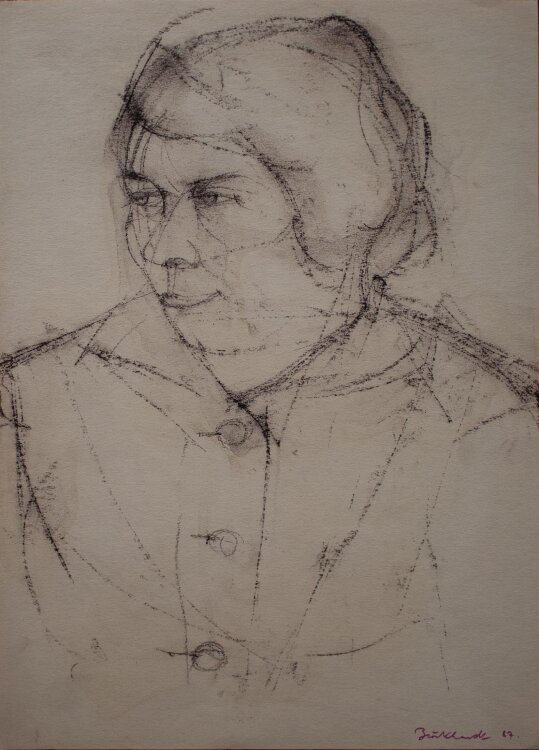Heinrich Burkhardt - Weibliches Bildnis - 1967 - Zeichnung