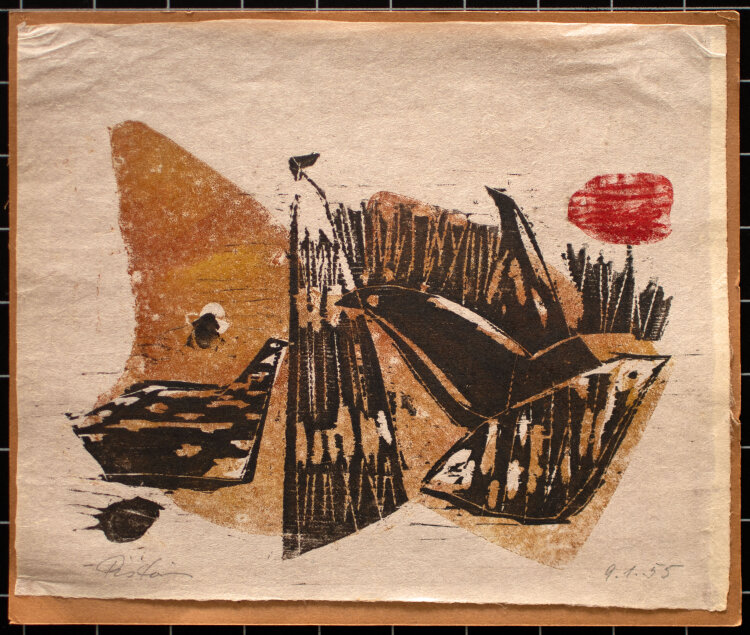 Hans Pistorius - Landschaft - 1955 - Farbholzschnitt