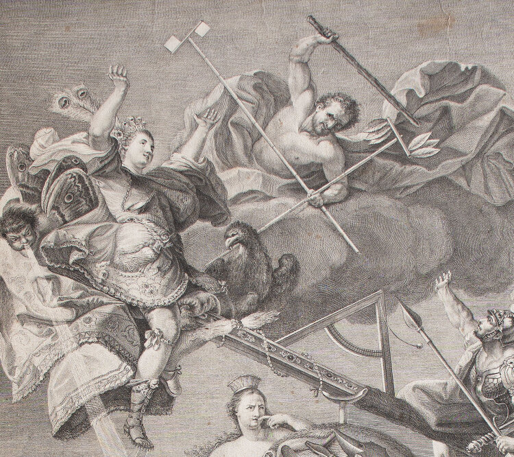 Christoforo dall Acqua - Mundi vetus, recens: Hinc posterum universale systema / Tabula Rivieriana Prima - 1772 - Radierung