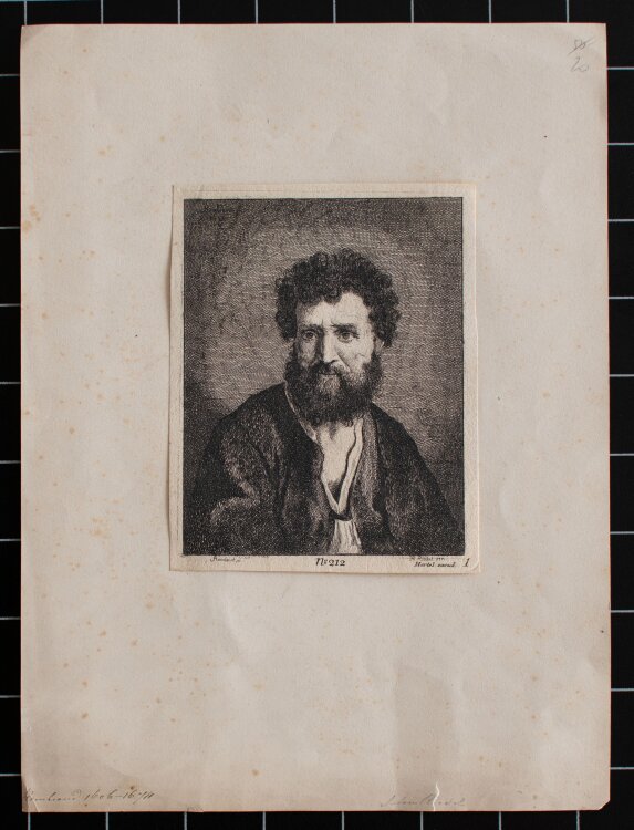 Johann Anton Riedel nach Rembrandt - Porträt eines bärtigen Mannes - 1759 - Radierung