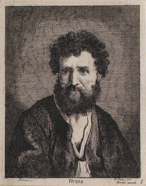 Johann Anton Riedel nach Rembrandt - Porträt eines bärtigen Mannes - 1759 - Radierung