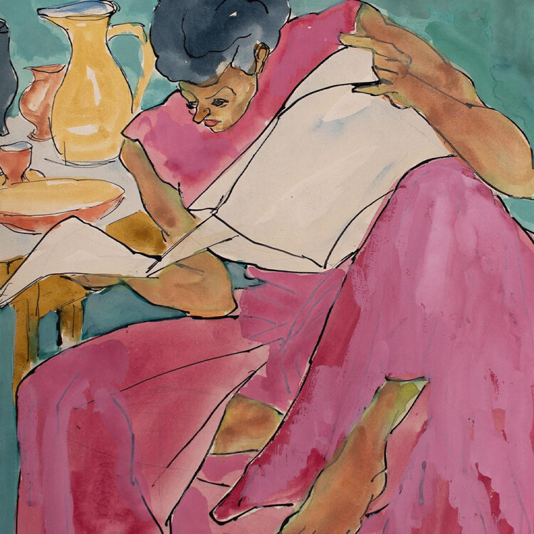 Camp - Lesende Frau - 1941 - Gouache