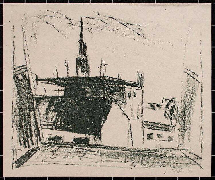 Joachim Böttcher - Blick aus dem Fenster - 1974 - Lithografie