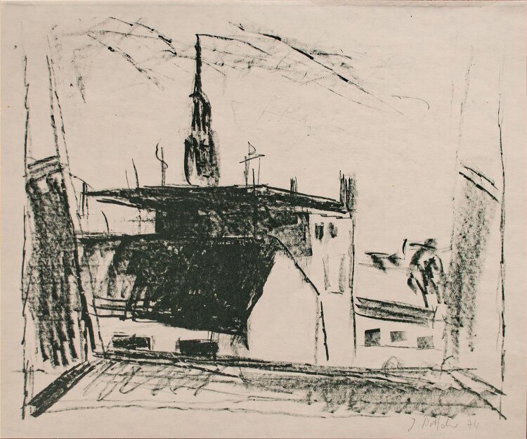 Joachim Böttcher - Blick aus dem Fenster - 1974 - Lithografie