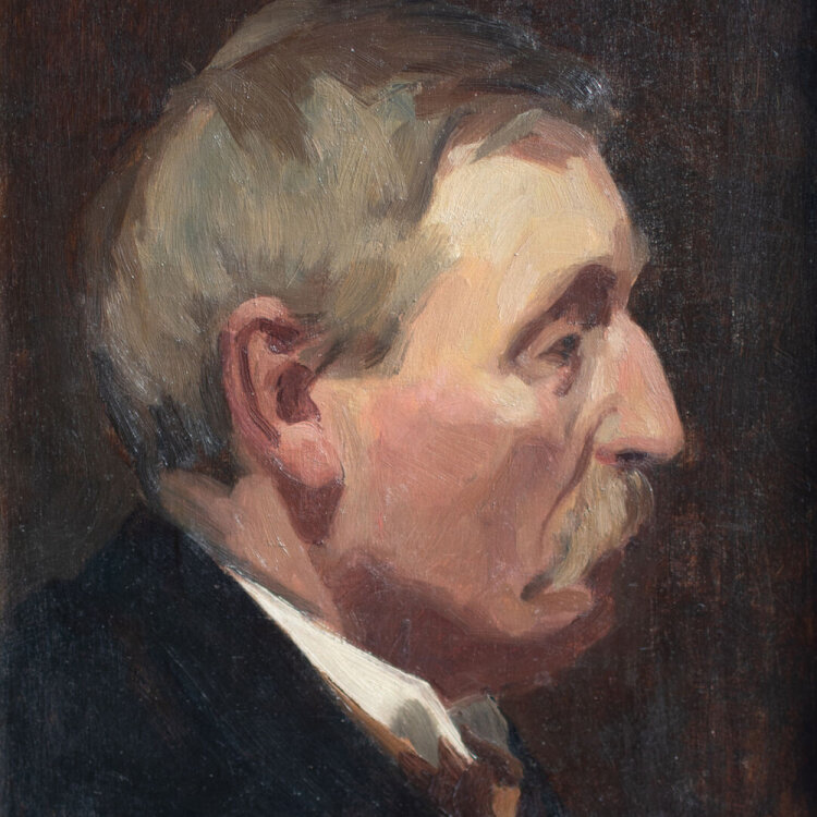 Alexis Fivet - Männerbildnis nach rechts - o. J. - Öl auf Holz
