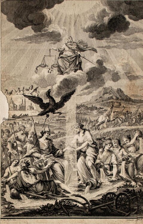 Georg Daniel Heumann nach Preissler - Justitia - undatiert - Kupferstich
