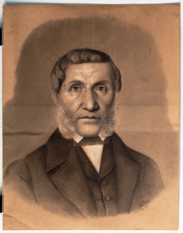 F.W. Palm - Porträt eines Herren - 1869 - Kohlestift, partiell weiß gehöht