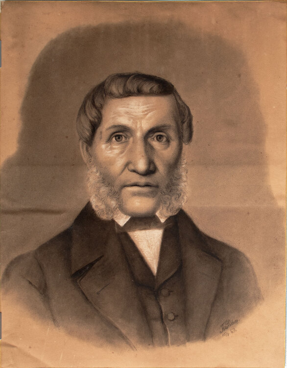 F.W. Palm - Porträt eines Herren - 1869 - Kohlestift, partiell weiß gehöht