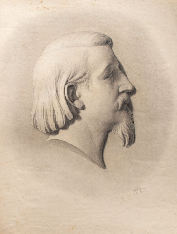 F.W. Palm - Bildnis eines Mannes im Profil - 1870 - Kohlestift, partiell weiß gehöht