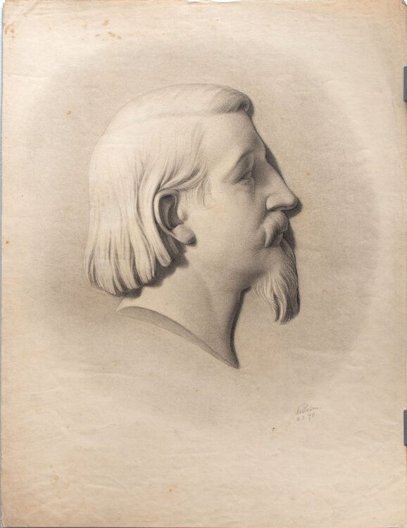 F.W. Palm - Bildnis eines Mannes im Profil - 1870 - Kohlestift, partiell weiß gehöht