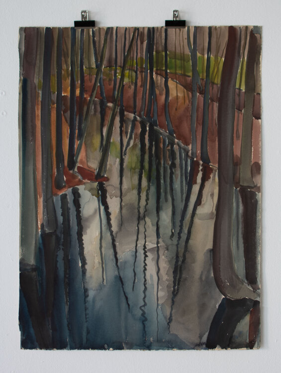 Gerhard Schulte-Dahling - Wald mit Weiher - undatiert - Aquarell