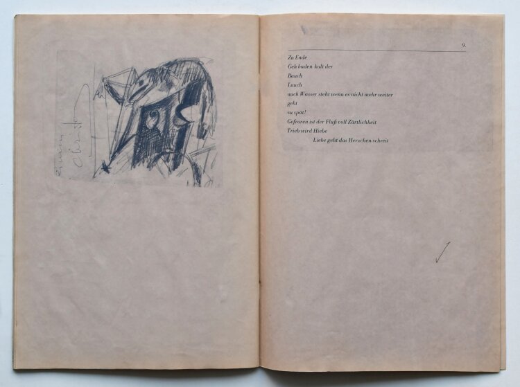 Markus Lüpertz - Eigenhändig korrigierter Abzug des Kataloges 9x9 - 1975 - Kugelschreiber, Tinte und Druckgrafik