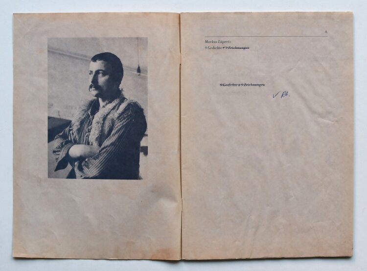 Markus Lüpertz - Eigenhändig korrigierter Abzug des Kataloges 9x9 - 1975 - Kugelschreiber, Tinte und Druckgrafik